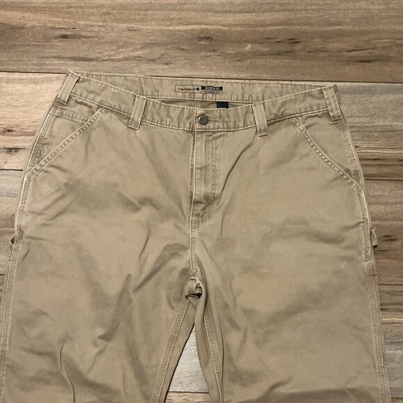 Men's Carhartt Relaxed Fit Carpenter Pants SIZE 40x30 Tan Casual Work B324-DKH - Picture 2 of 12